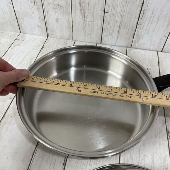 Vintage Duncan Hines 3-Ply 18-8 Stainless Steel 10.5" Skillet Fry Pan w/ Lid - Picture 10 of 12